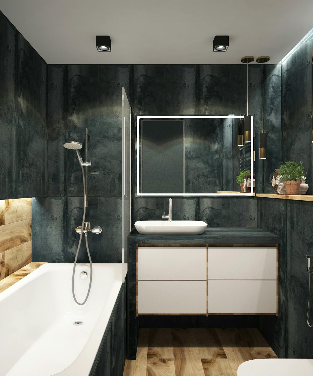 Salle de bain contemporaine avec baignoire et douche équipée par Plombier Waterloo